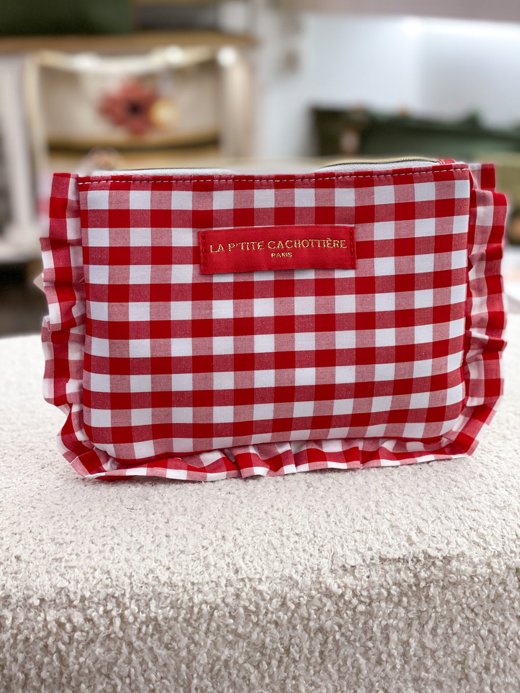 Pochette à carreaux Vichy en coton avec volants