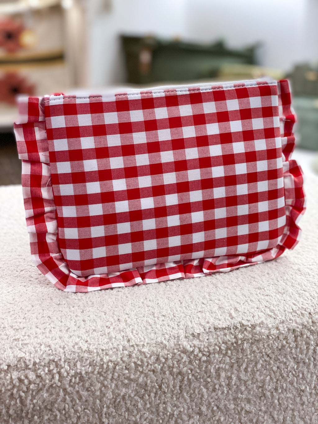 Pochette à carreaux Vichy en coton avec volants