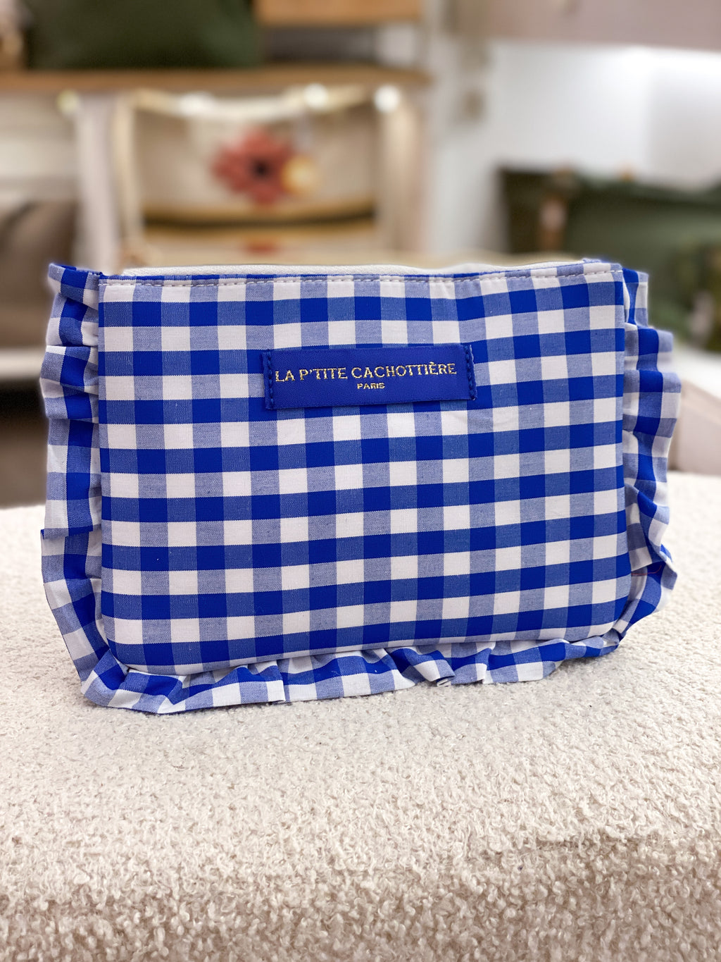 Pochette à carreaux Vichy en coton avec volants