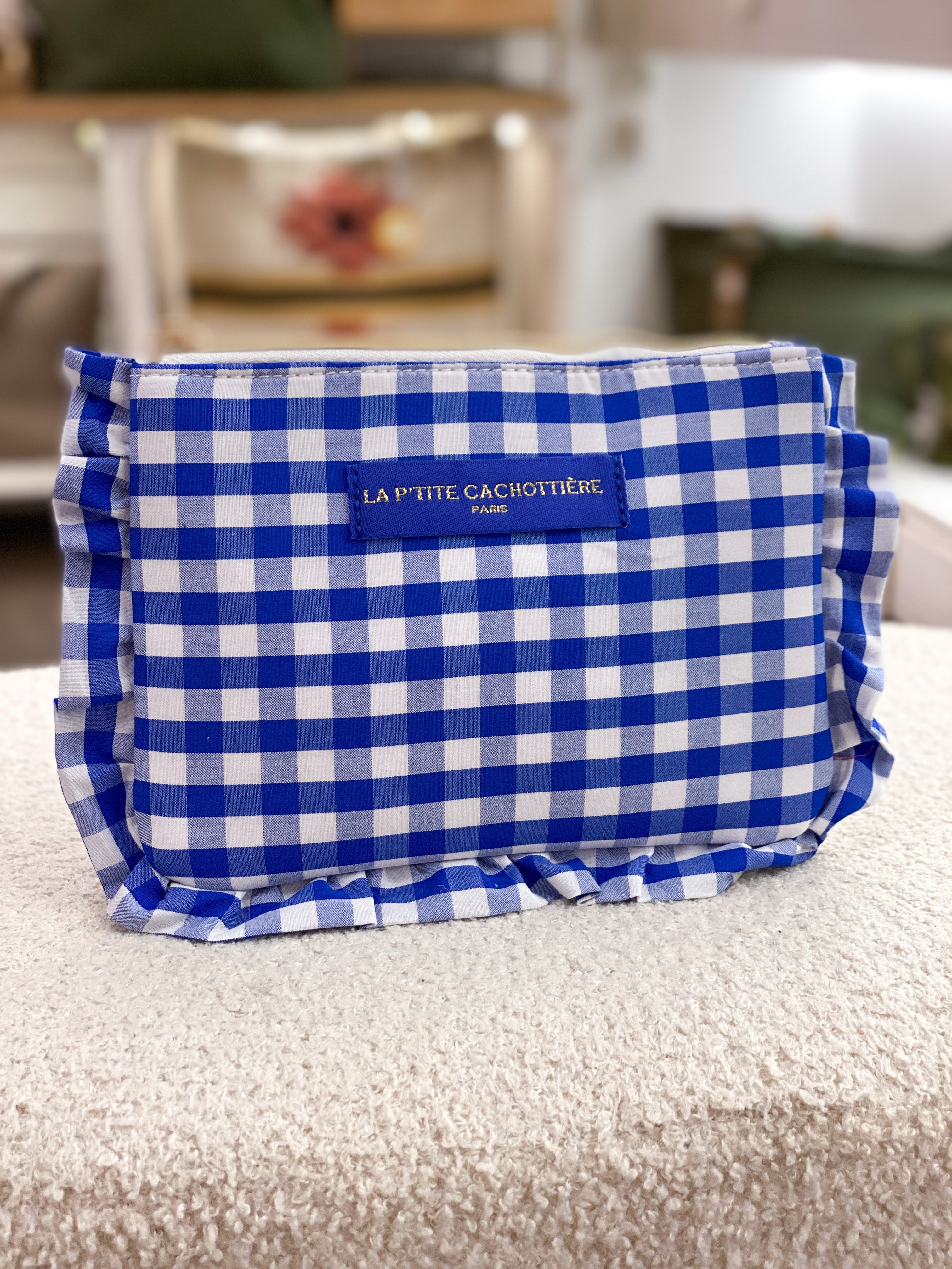 Pochette à carreaux Vichy en coton avec volants