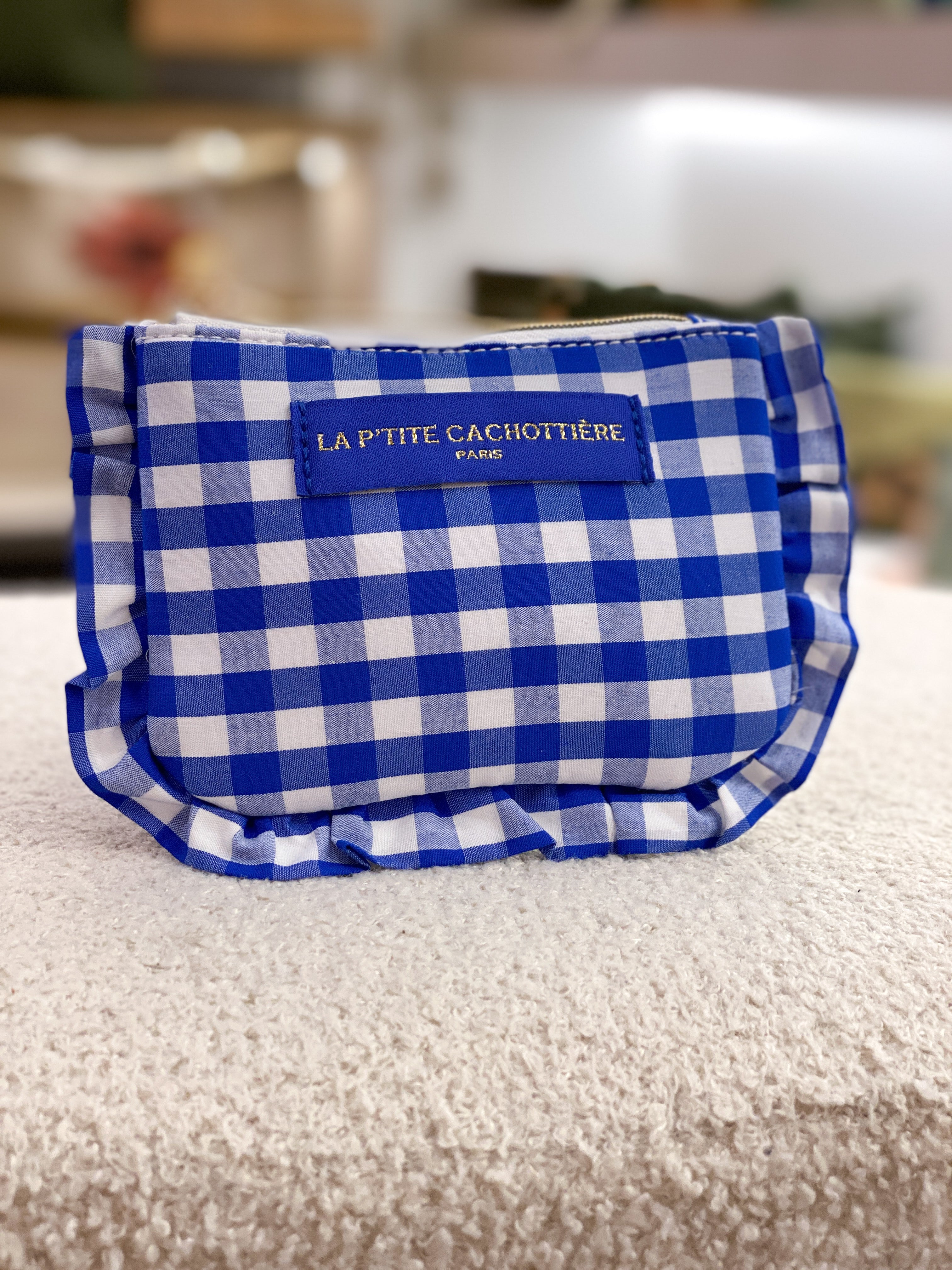 Petite pochette à carreaux Vichy avec volants
