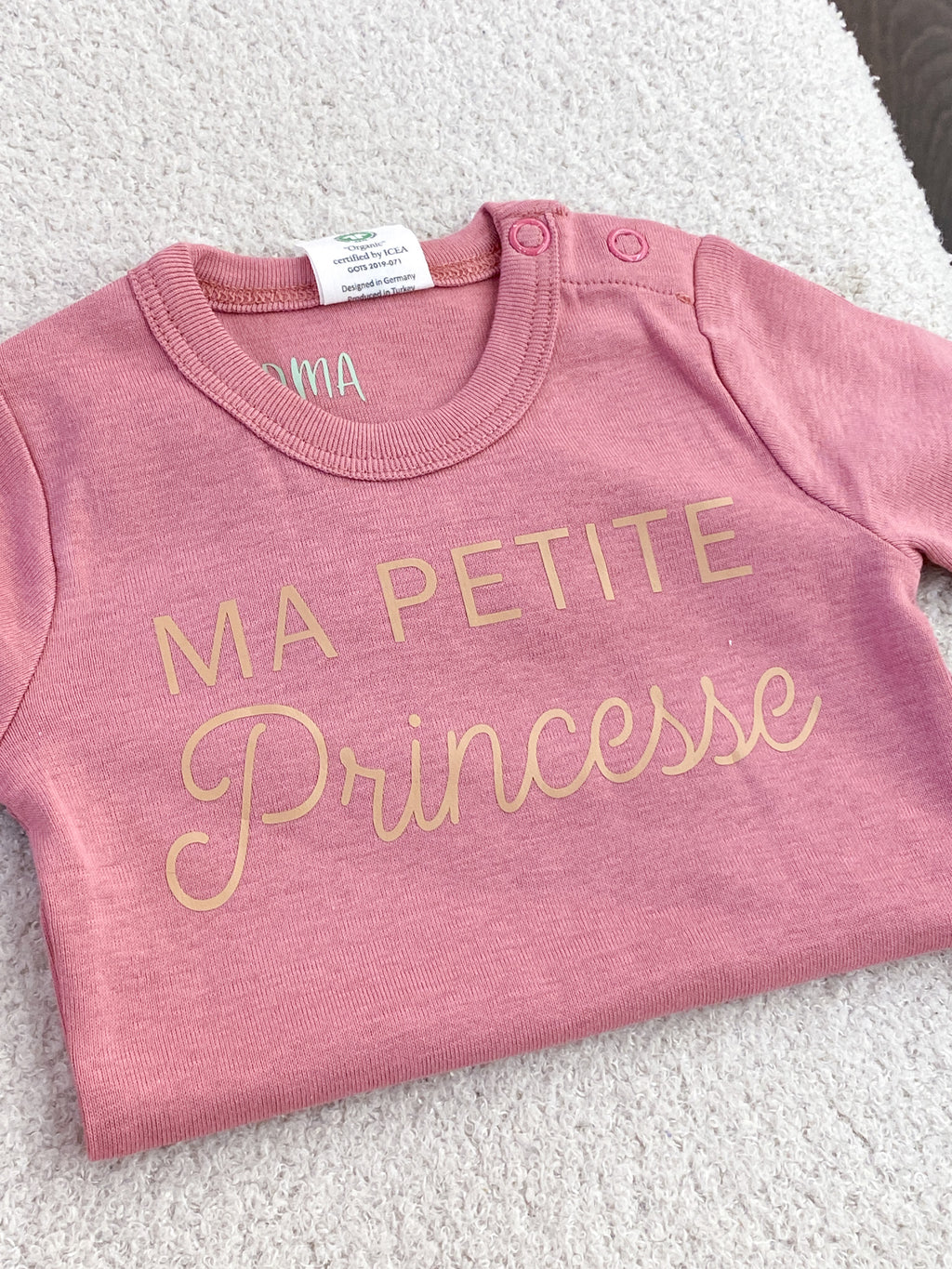 Body bébé personnalisé rose – manches courtes
