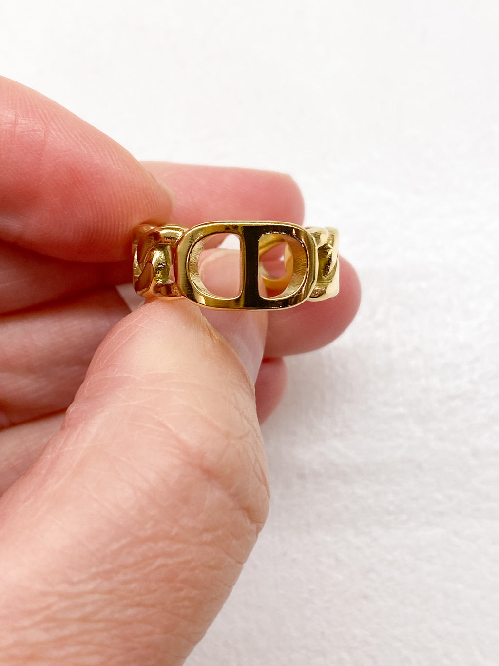 Bague en acier inoxydable – maillon central généreux