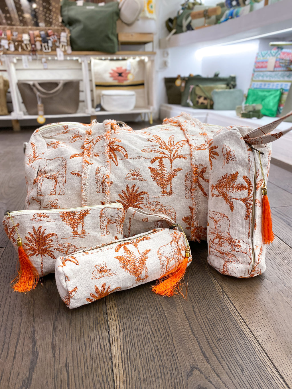 Sac de voyage en tissu jacquard avec trousses