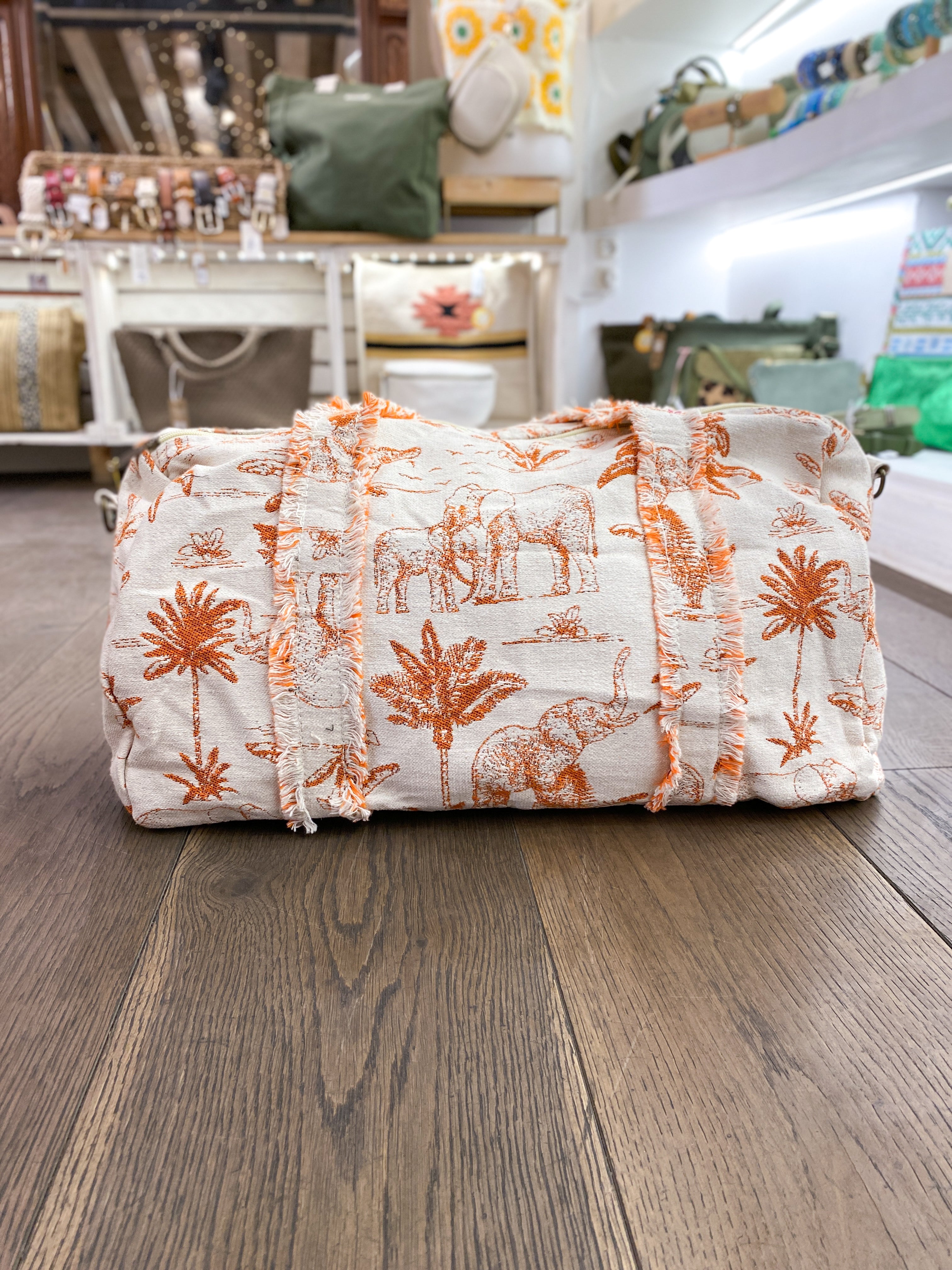 Sac de voyage en tissu jacquard avec trousses