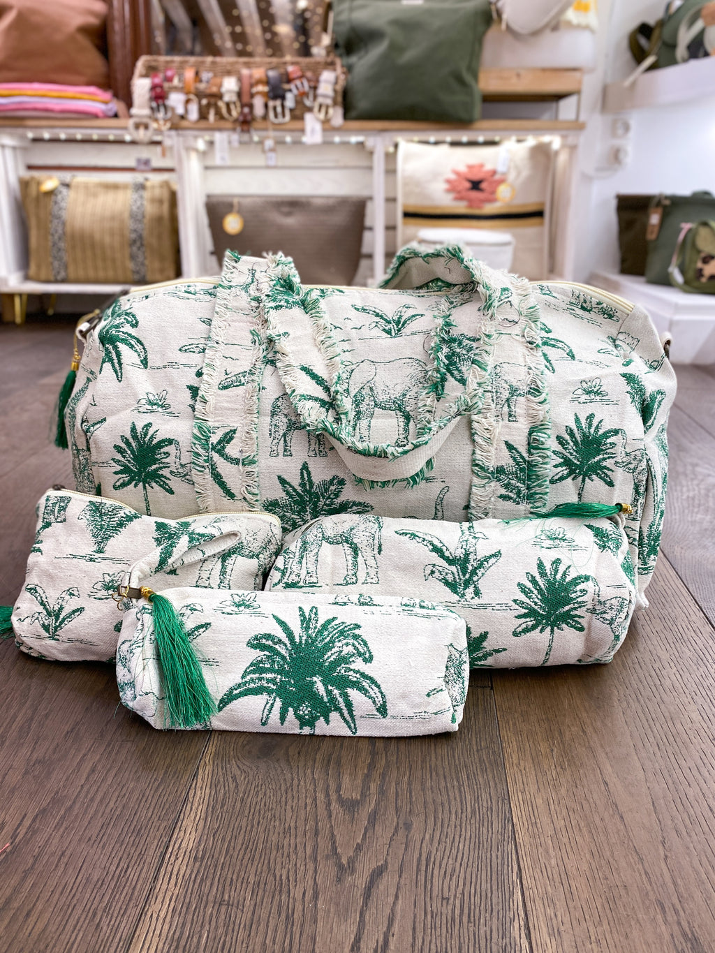 Sac de voyage en tissu jacquard avec trousses