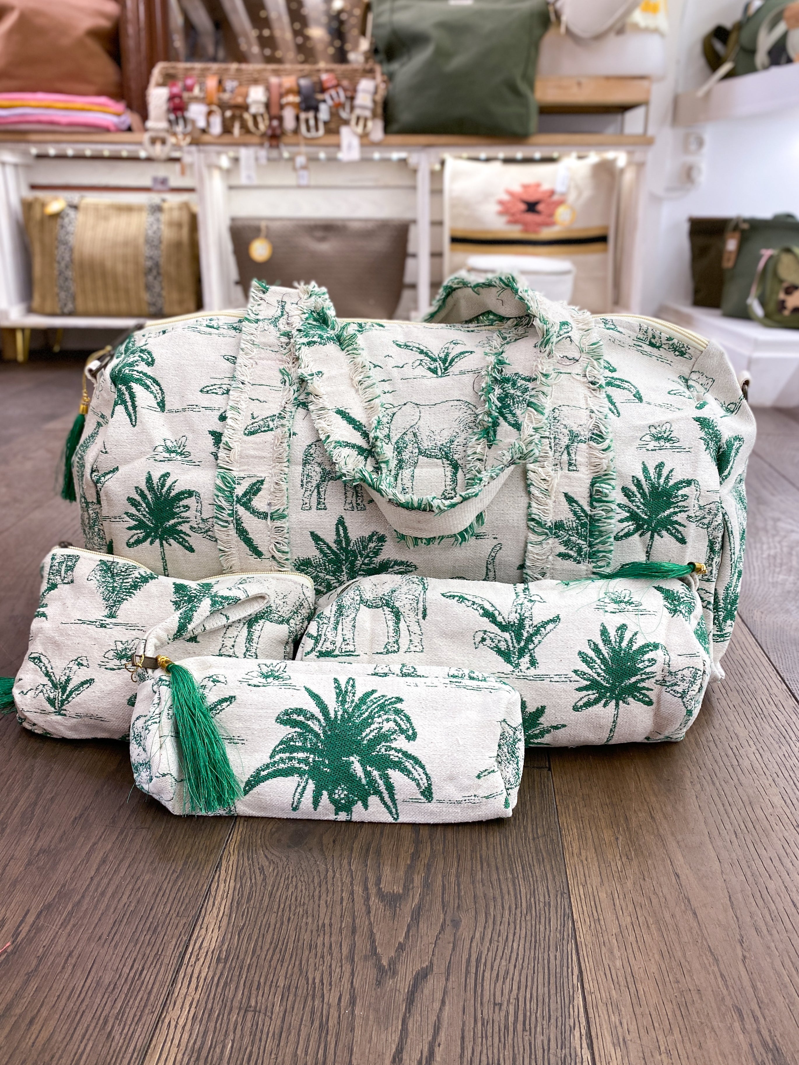 Sac de voyage en tissu jacquard avec trousses