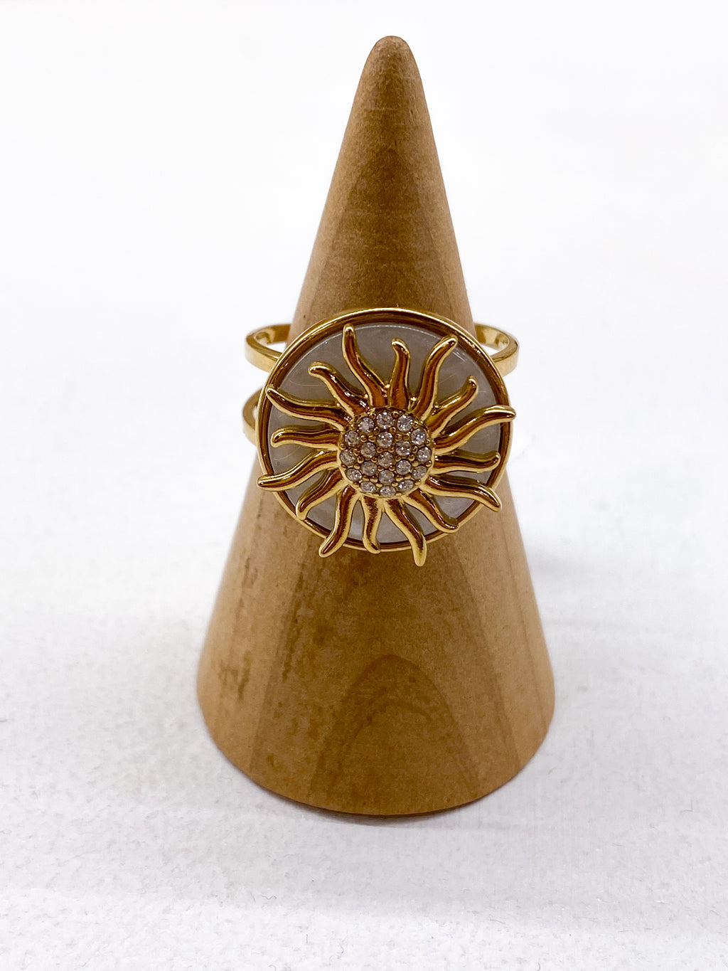 Bague nacrée anti-stress avec soleil tournant