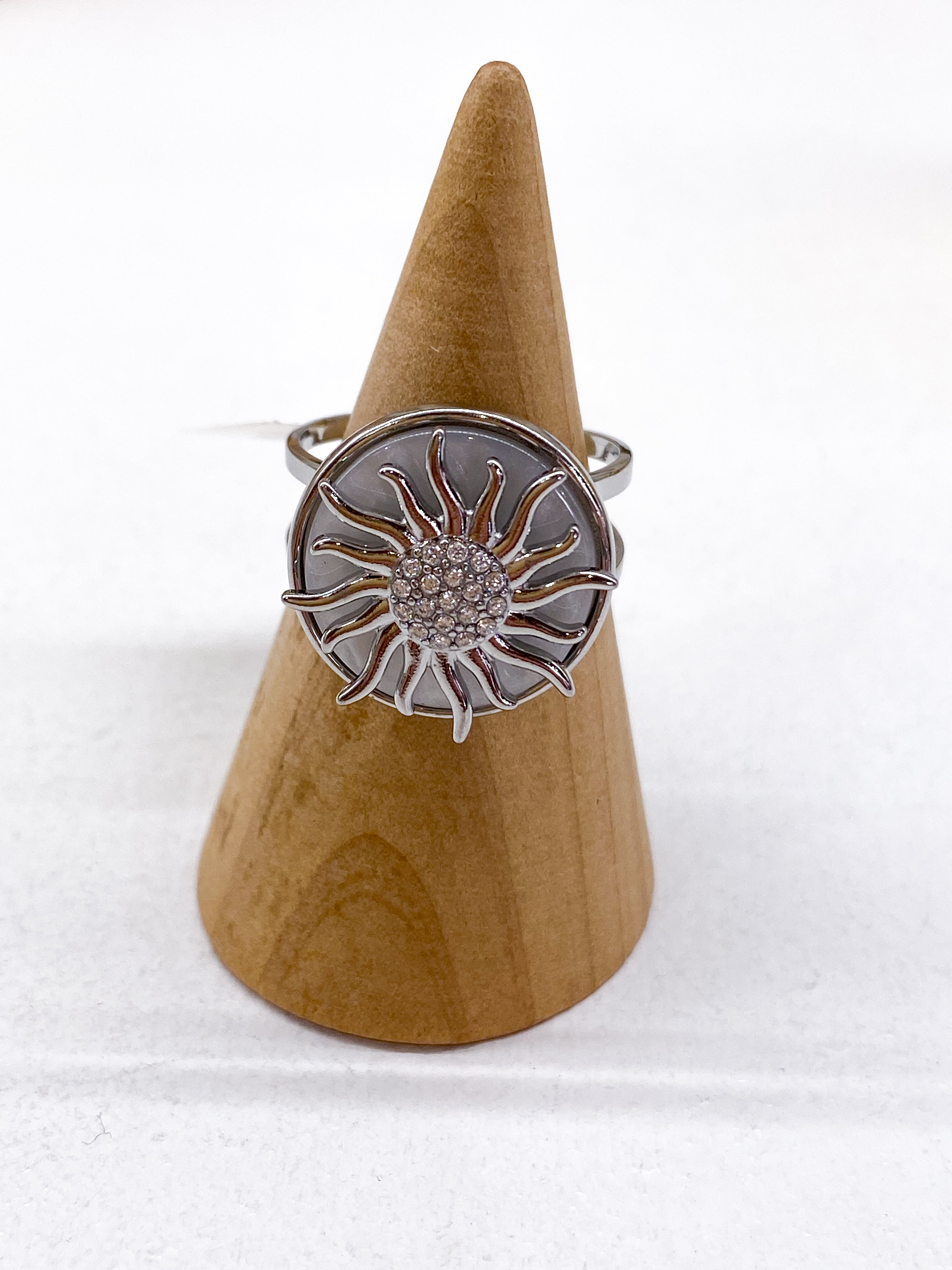 Bague nacrée anti-stress avec soleil tournant