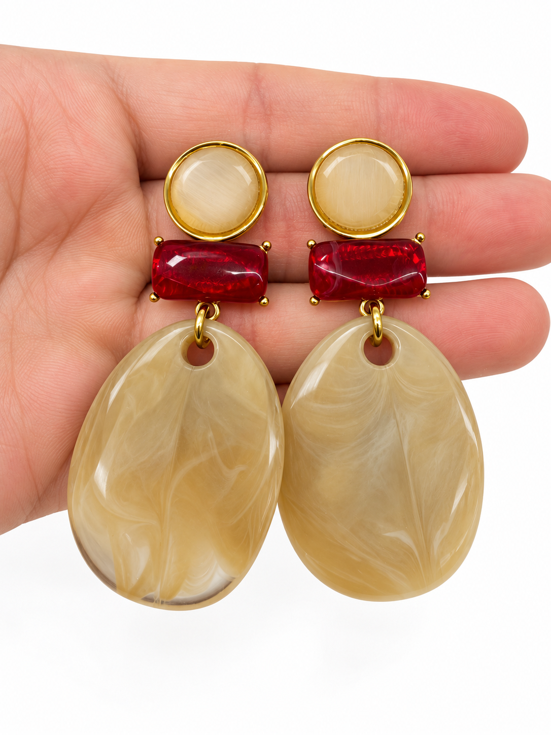Boucles d’oreilles à 3 niveaux pendantes multi-coloris