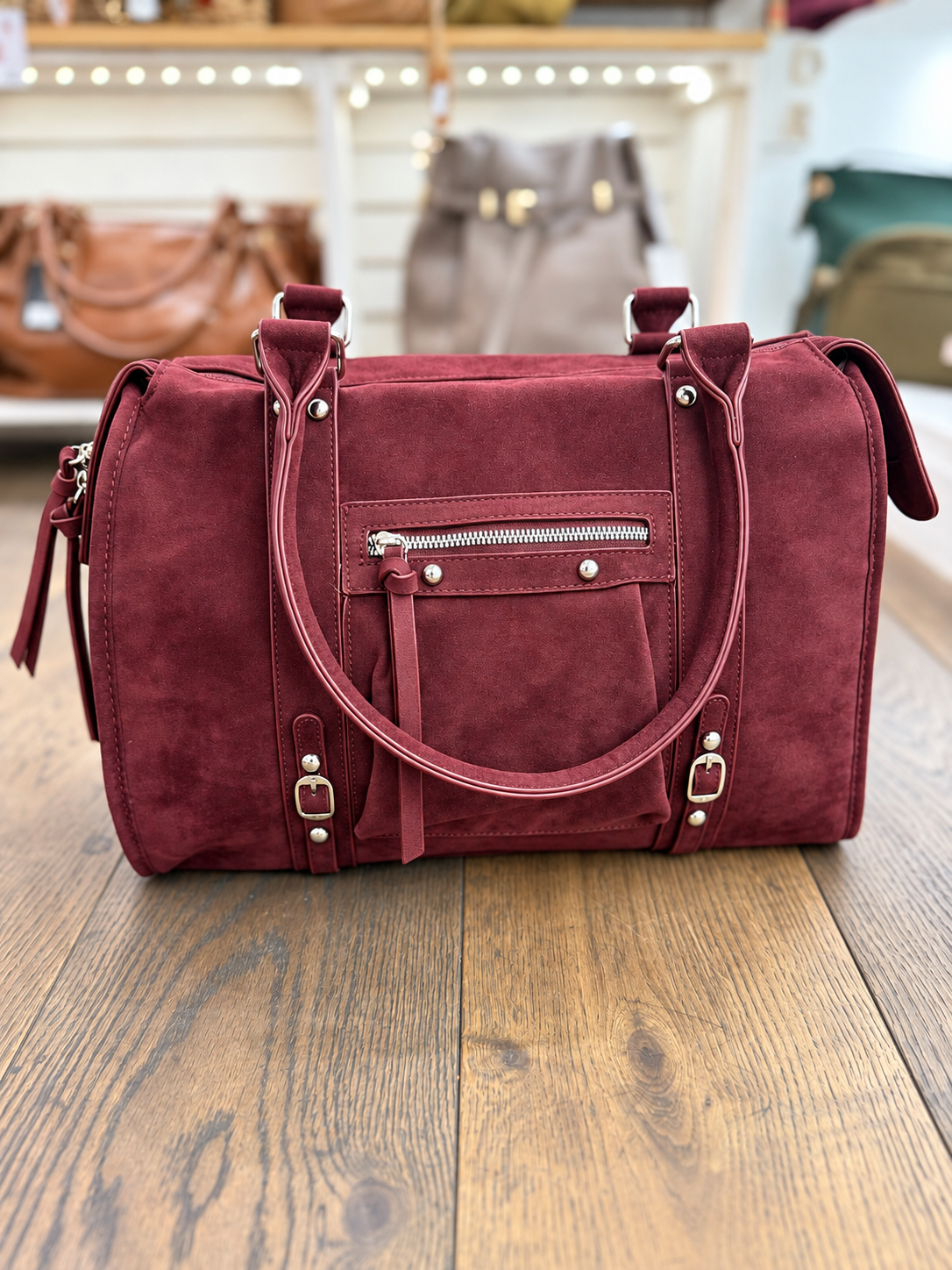 Sac à main bordeaux Flora & Co Paris en suédine