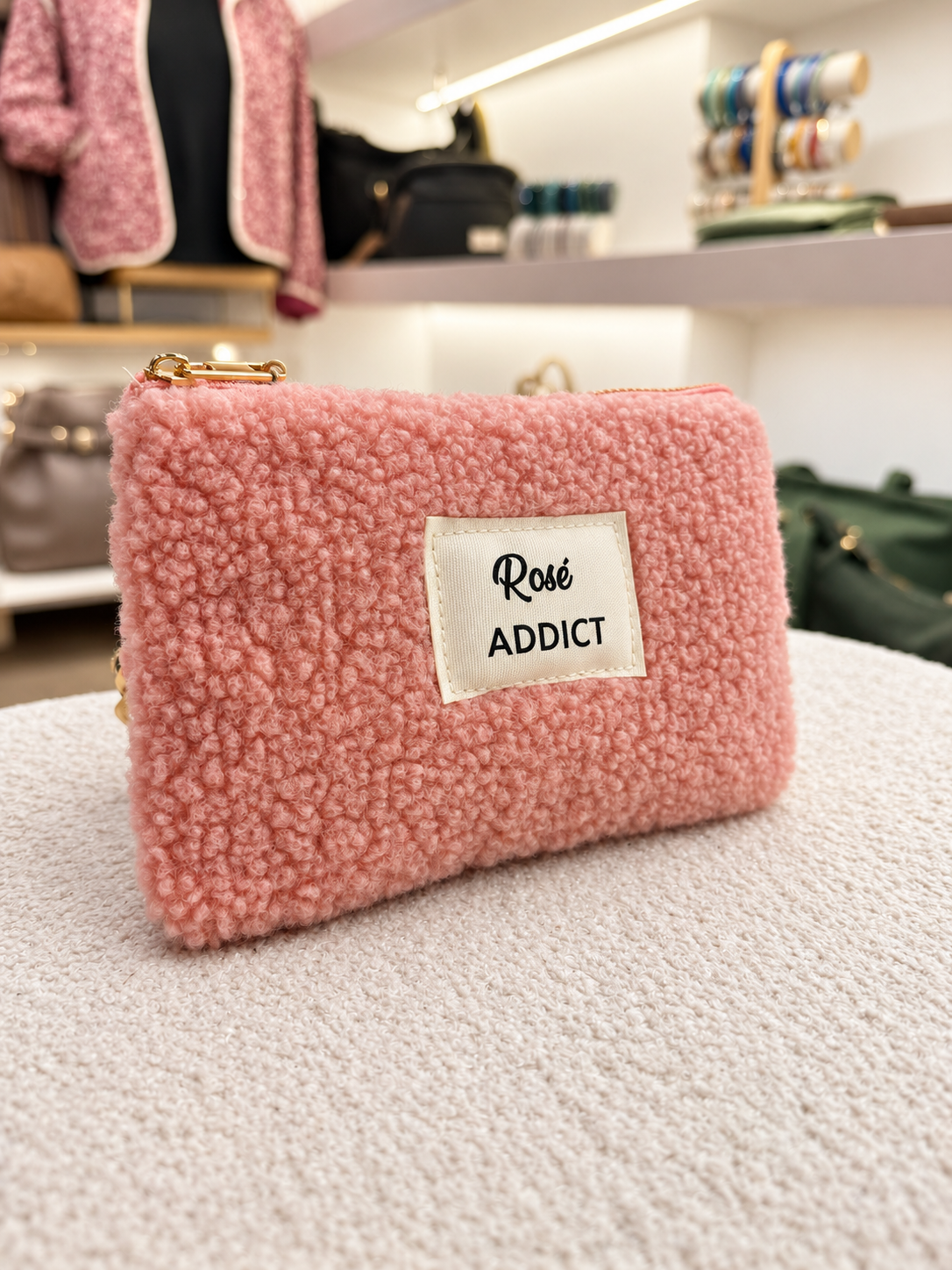 Pochette en laine synthétique avec message humoristique