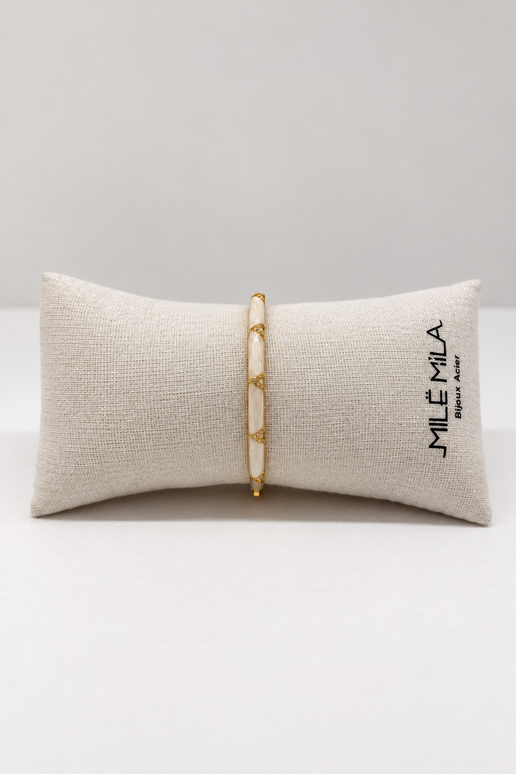 Bracelet jonc doré et émaillé à strass, plusieurs coloris