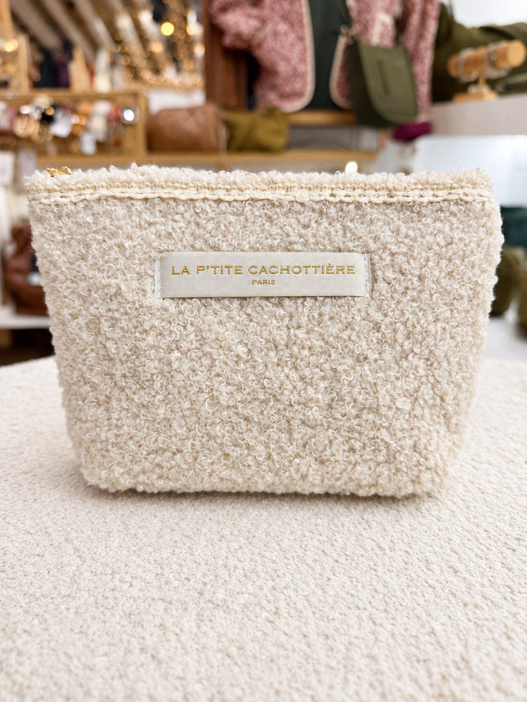Pochette en coton zippée fleurie avec dentelle