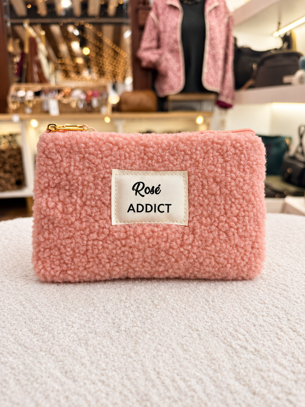 Pochette en laine synthétique avec message humoristique