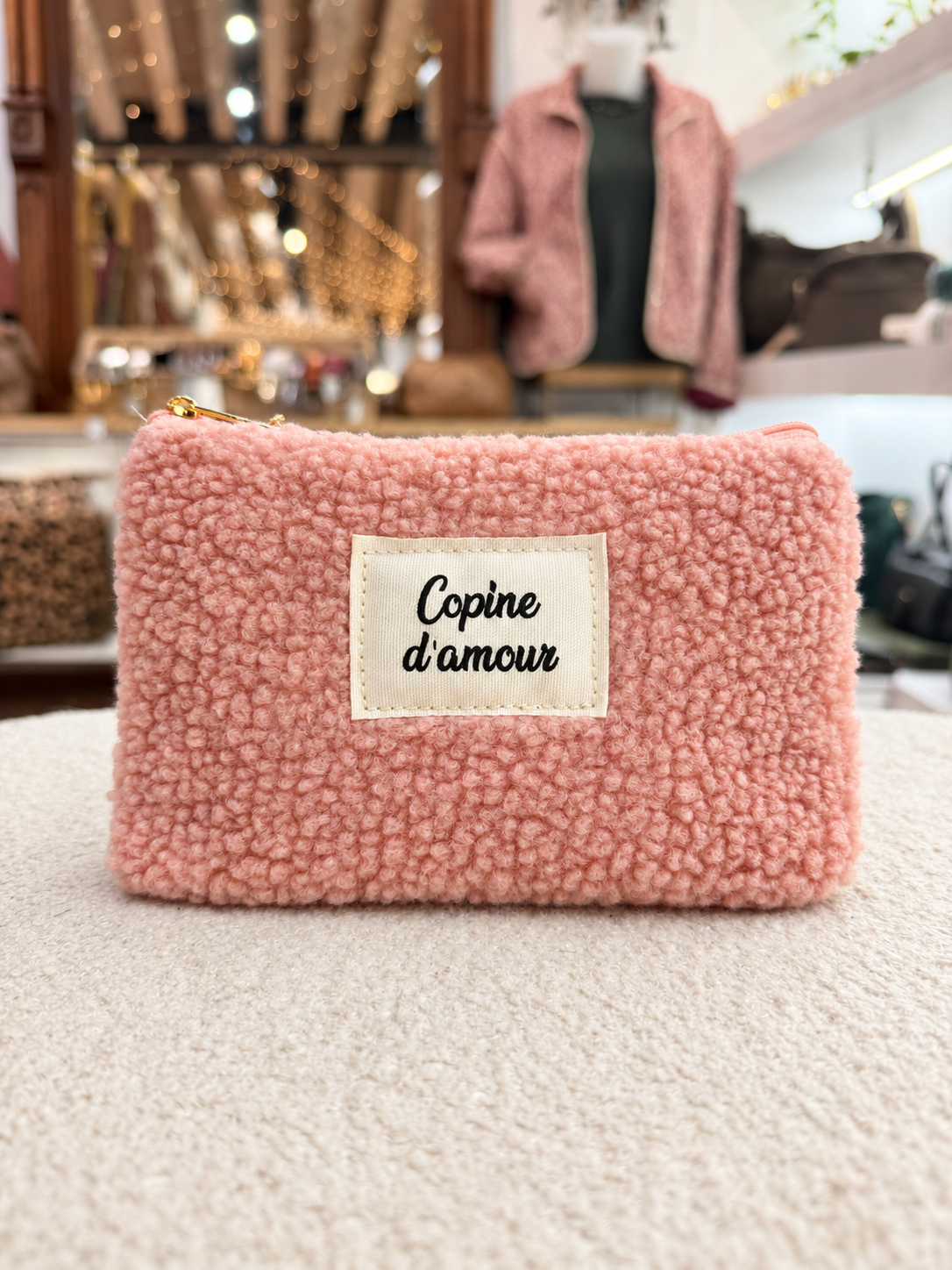 Pochette en laine synthétique avec message humoristique