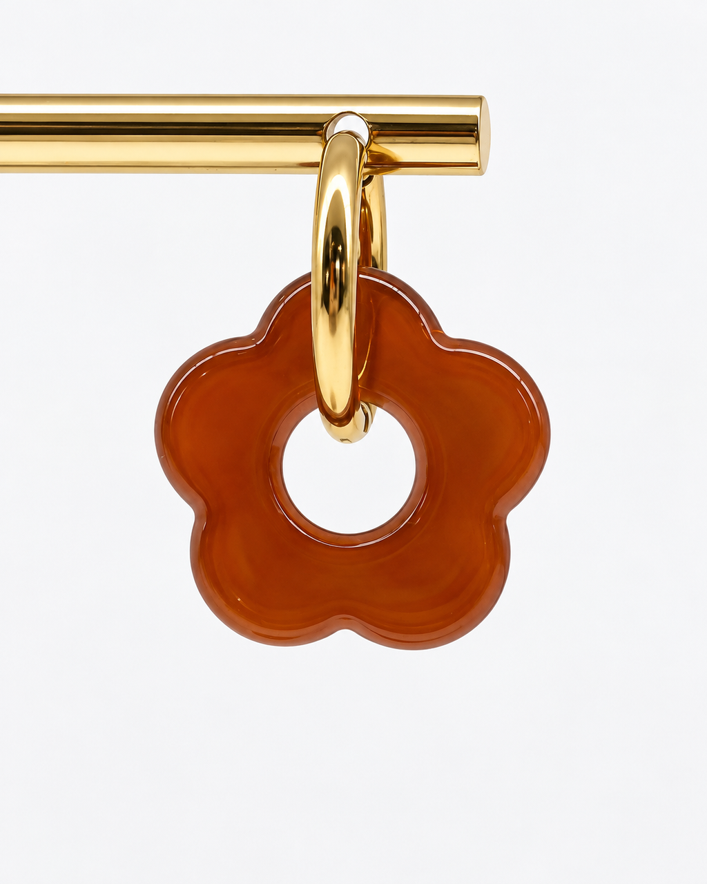 Boucles d’oreilles dorées fleurs en acétate caramel et léopard